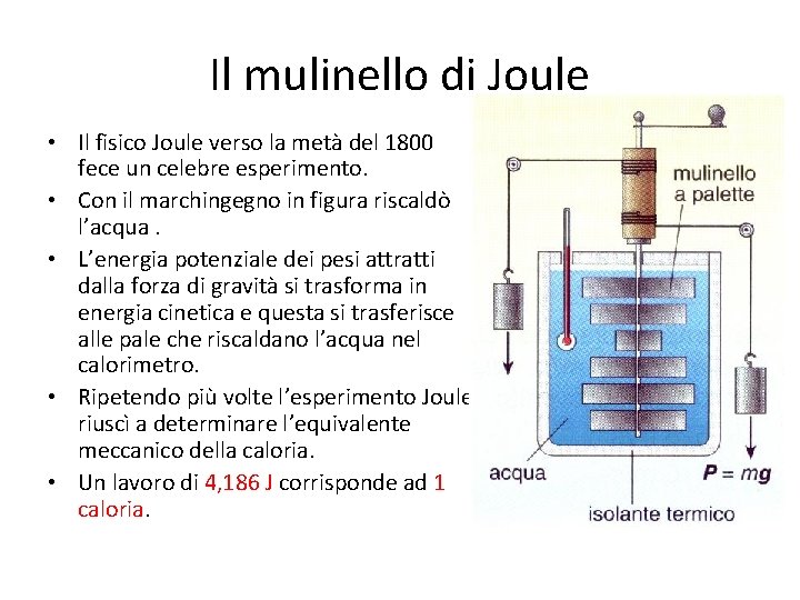 Il mulinello di Joule • Il fisico Joule verso la metà del 1800 fece