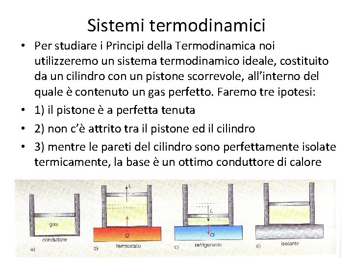 Sistemi termodinamici • Per studiare i Principi della Termodinamica noi utilizzeremo un sistema termodinamico