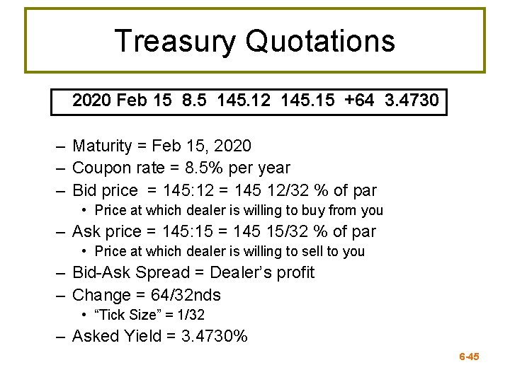 Treasury Quotations 2020 Feb 15 8. 5 145. 12 145. 15 +64 3. 4730