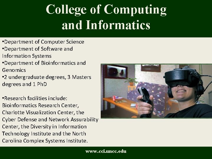College of Computing and Informatics • Department of Computer Science • Department of Software College of Computing and Informatics • Department of Computer Science • Department of Software