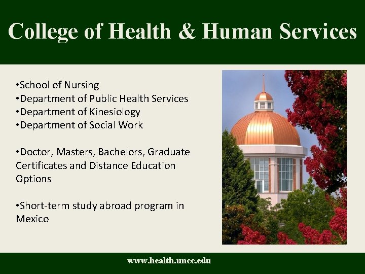 College of Health & Human Services • School of Nursing • Department of Public College of Health & Human Services • School of Nursing • Department of Public