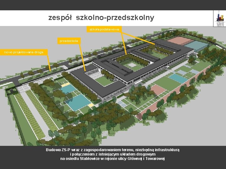 zespół szkolno-przedszkolny szkoła podstawowa przedszkole nowo projektowana droga Budowa ZS-P wraz z zagospodarowaniem terenu,