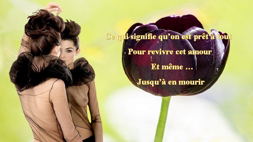 Ce qui signifie qu’on est prêt à tout De couleur noire Pour revivre cet