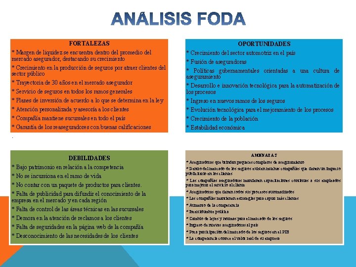 FORTALEZAS * Margen de liquidez se encuentra dentro del promedio del mercado asegurador, destacando