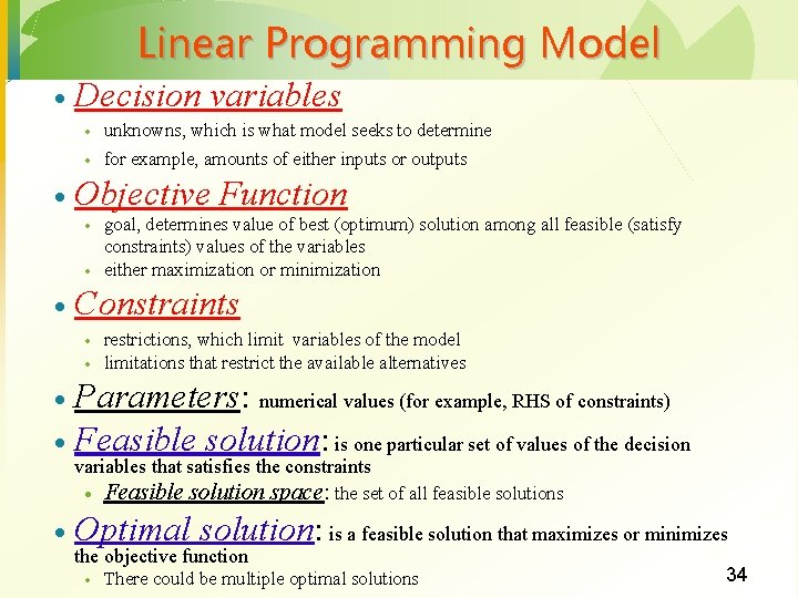 Linear Programming Model · Decision variables · · · Objective Function · · ·