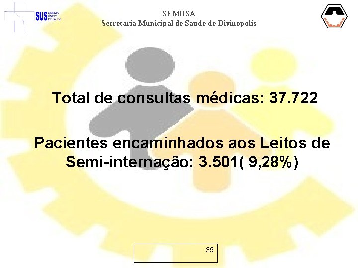 SEMUSA Secretaria Municipal de Saúde de Divinópolis Total de consultas médicas: 37. 722 Pacientes