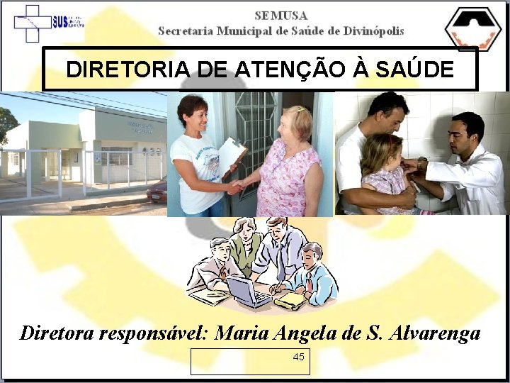DIRETORIA DE ATENÇÃO À SAÚDE Diretora responsável: Maria Angela de S. Alvarenga 45 