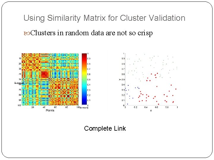Using Similarity Matrix for Cluster Validation Clusters in random data are not so crisp