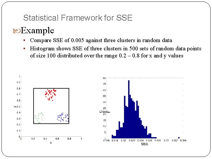 Statistical Framework for SSE Example § Compare SSE of 0. 005 against three clusters