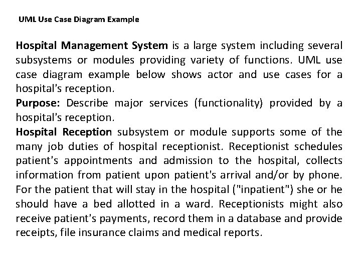 UML Use Case Diagram Example Hospital Management System is a large system including several