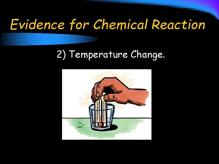 Evidence for Chemical Reaction 2) Temperature Change. 