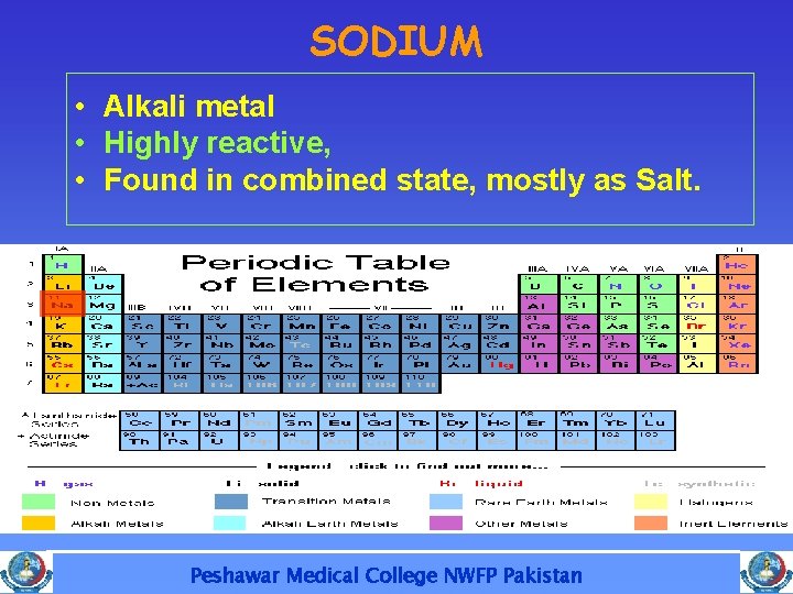 SODIUM • Alkali metal • Highly reactive, • Found in combined state, mostly as