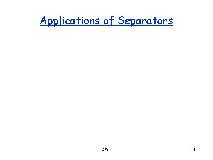 Applications of Separators 296. 3 10 