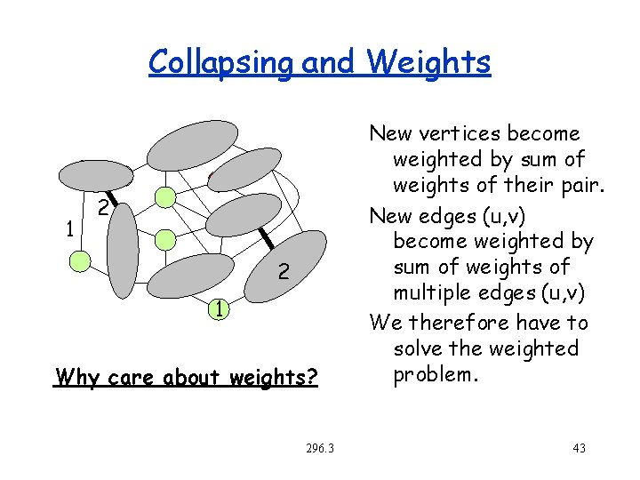 Collapsing and Weights 1 2 2 1 Why care about weights? 296. 3 New