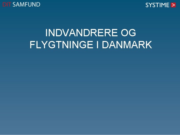 INDVANDRERE OG FLYGTNINGE I DANMARK 