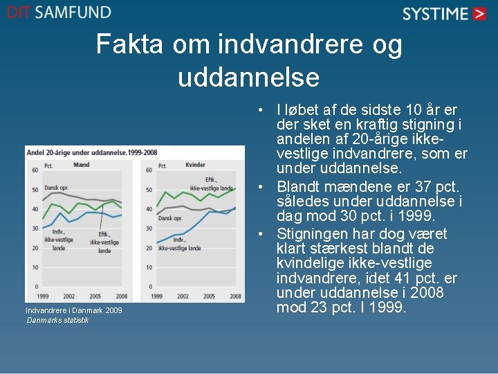Fakta om indvandrere og uddannelse Indvandrere i Danmark 2009 Danmarks statistik • I løbet