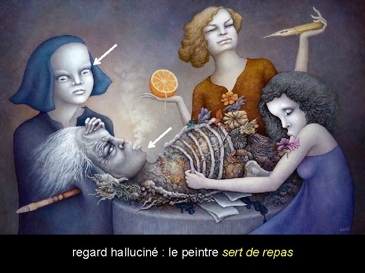 regard halluciné : le peintre sert de repas 