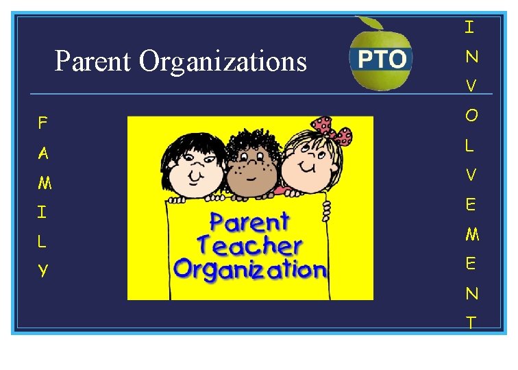 I Parent Organizations F A M I L Y N V O L V