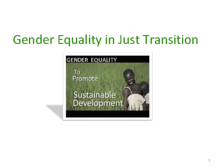 Gender Equality in Just Transition GENDER EQUALITY 1 