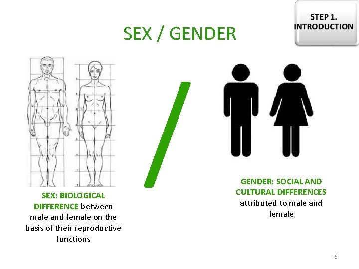 SEX / GENDER SEX: BIOLOGICAL DIFFERENCE between male and female on the basis of