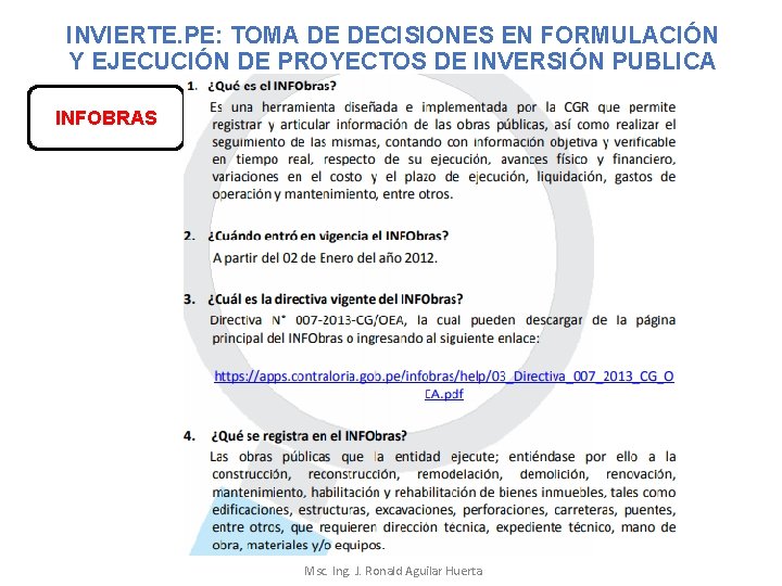 INVIERTE. PE: TOMA DE DECISIONES EN FORMULACIÓN Y EJECUCIÓN DE PROYECTOS DE INVERSIÓN PUBLICA