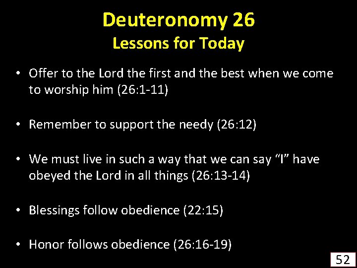 Deuteronomy 26 Lessons for Today • Offer to the Lord the first and the