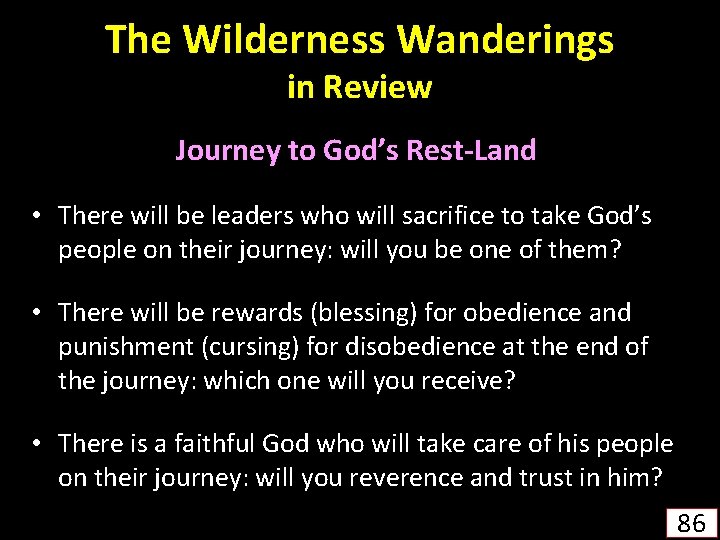 The Wilderness Wanderings in Review Journey to God’s Rest-Land • There will be leaders