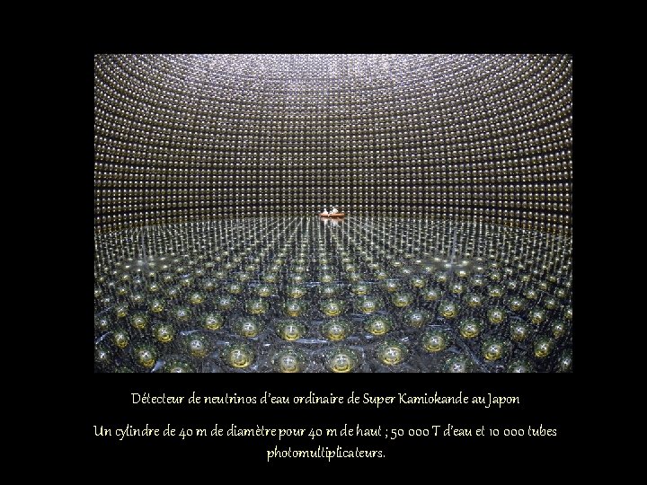 Détecteur de neutrinos d’eau ordinaire de Super Kamiokande au Japon Un cylindre de 40