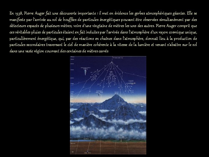 En 1938, Pierre Auger fait une découverte importante : il met en évidence les