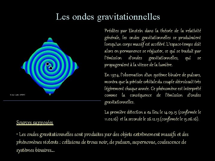 Les ondes gravitationnelles Prédites par Einstein dans la théorie de la relativité générale, les