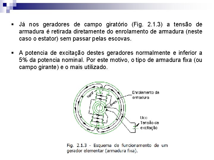 § Já nos geradores de campo giratório (Fig. 2. 1. 3) a tensão de