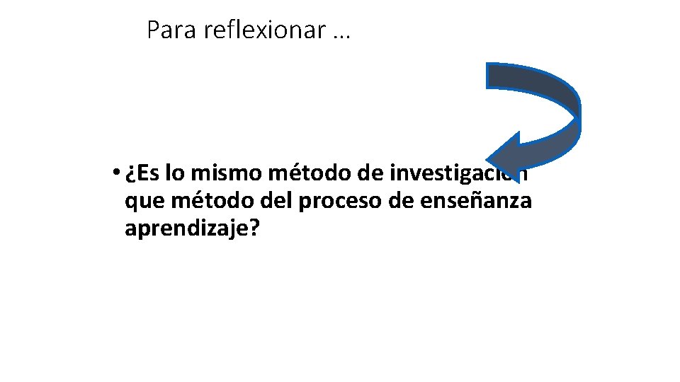 Para reflexionar … • ¿Es lo mismo método de investigación que método del proceso