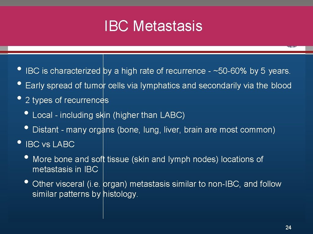 IBC Metastasis Click to edit Master title style Editis. Master text styles • •