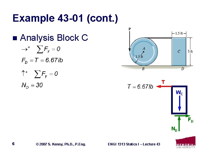 Example 43 -01 (cont. ) n Analysis Block C T WC FD ND 6