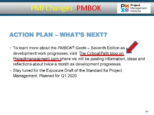 PMI Changes PMBOK 35 