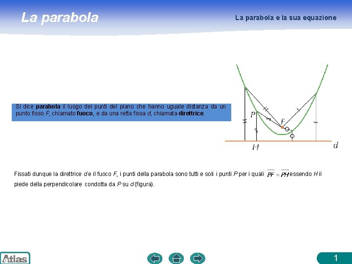 La parabola e la sua equazione Si dice parabola il luogo dei punti del