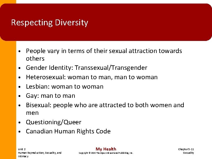 Respecting Diversity • • People vary in terms of their sexual attraction towards others Respecting Diversity • • People vary in terms of their sexual attraction towards others
