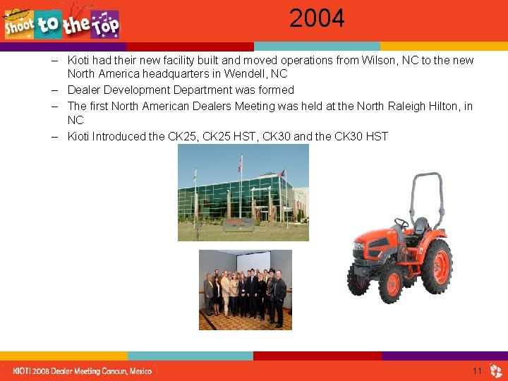 2004 – Kioti had their new facility built and moved operations from Wilson, NC