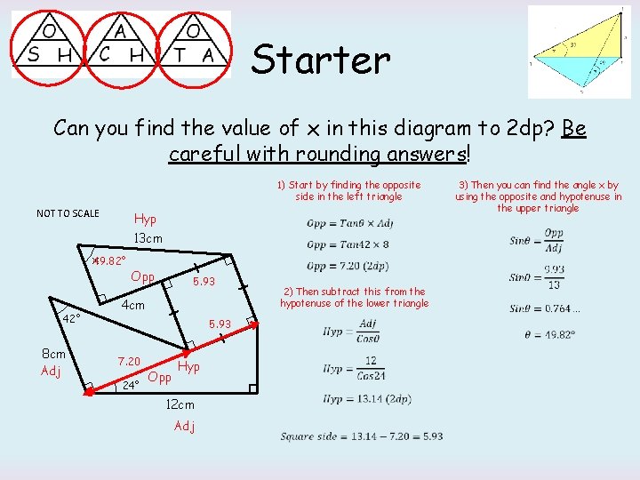 Starter Can you find the value of x in this diagram to 2 dp?