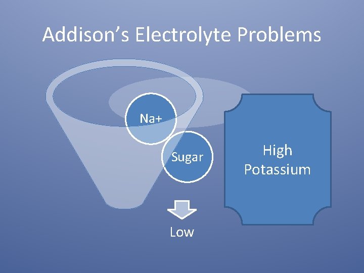 Addison’s Electrolyte Problems Na+ Sugar Low High Potassium 
