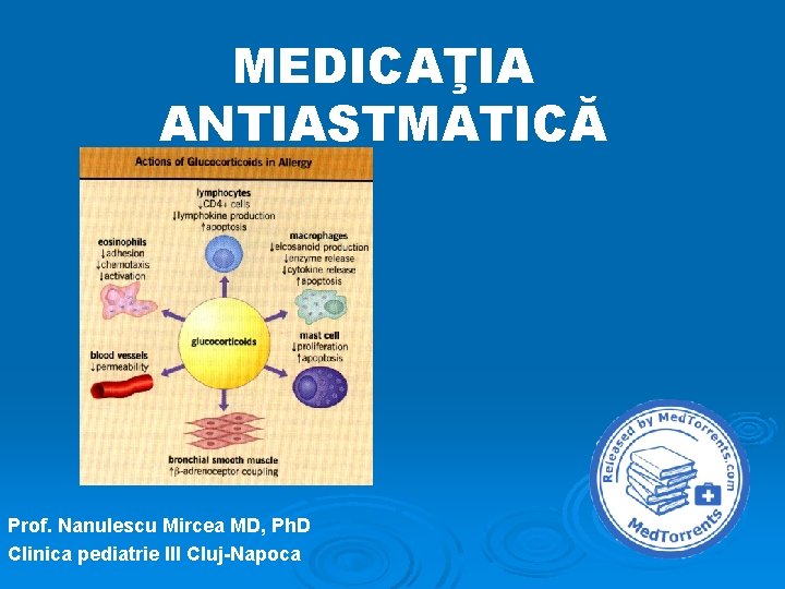 MEDICAŢIA ANTIASTMATICĂ Prof. Nanulescu Mircea MD, Ph. D Clinica pediatrie III Cluj-Napoca 
