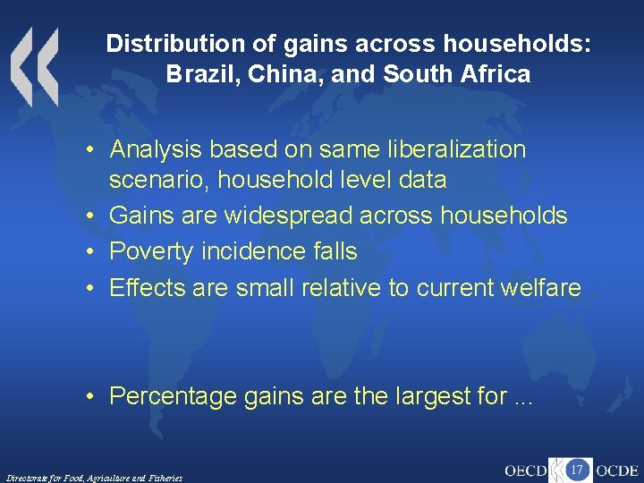 Distribution of gains across households: Brazil, China, and South Africa • Analysis based on