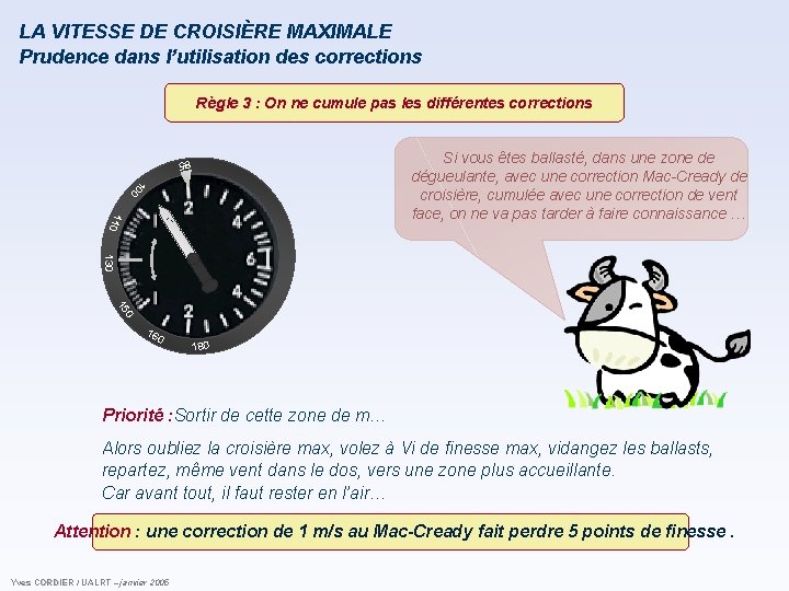 LA VITESSE DE CROISIÈRE MAXIMALE Prudence dans l’utilisation des corrections Règle 3 : On LA VITESSE DE CROISIÈRE MAXIMALE Prudence dans l’utilisation des corrections Règle 3 : On