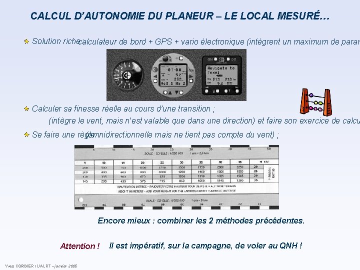 CALCUL D’AUTONOMIE DU PLANEUR – LE LOCAL MESURÉ… Solution richecalculateur : de bord + CALCUL D’AUTONOMIE DU PLANEUR – LE LOCAL MESURÉ… Solution richecalculateur : de bord +