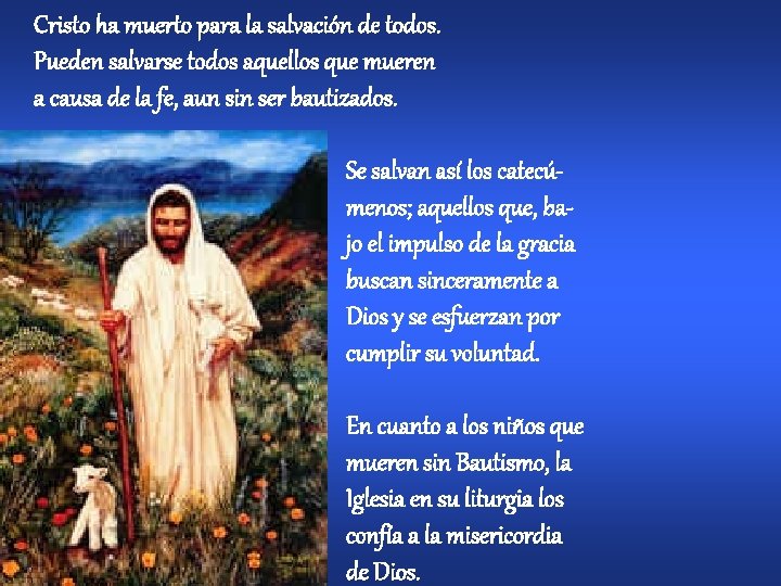Cristo ha muerto para la salvación de todos. Pueden salvarse todos aquellos que mueren