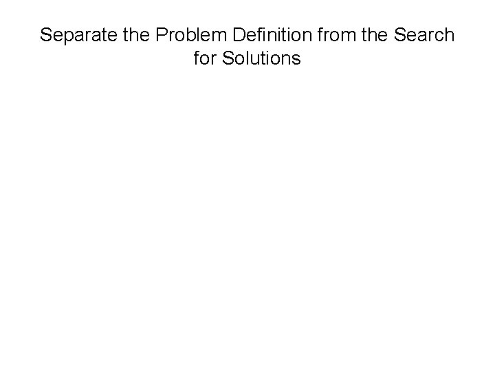 Separate the Problem Definition from the Search for Solutions 