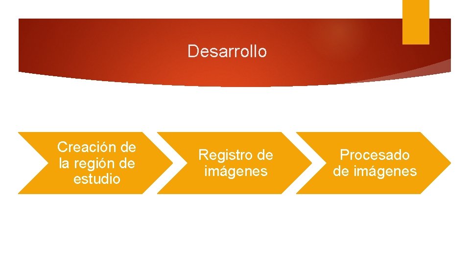 Desarrollo Creación de la región de estudio Registro de imágenes Procesado de imágenes 