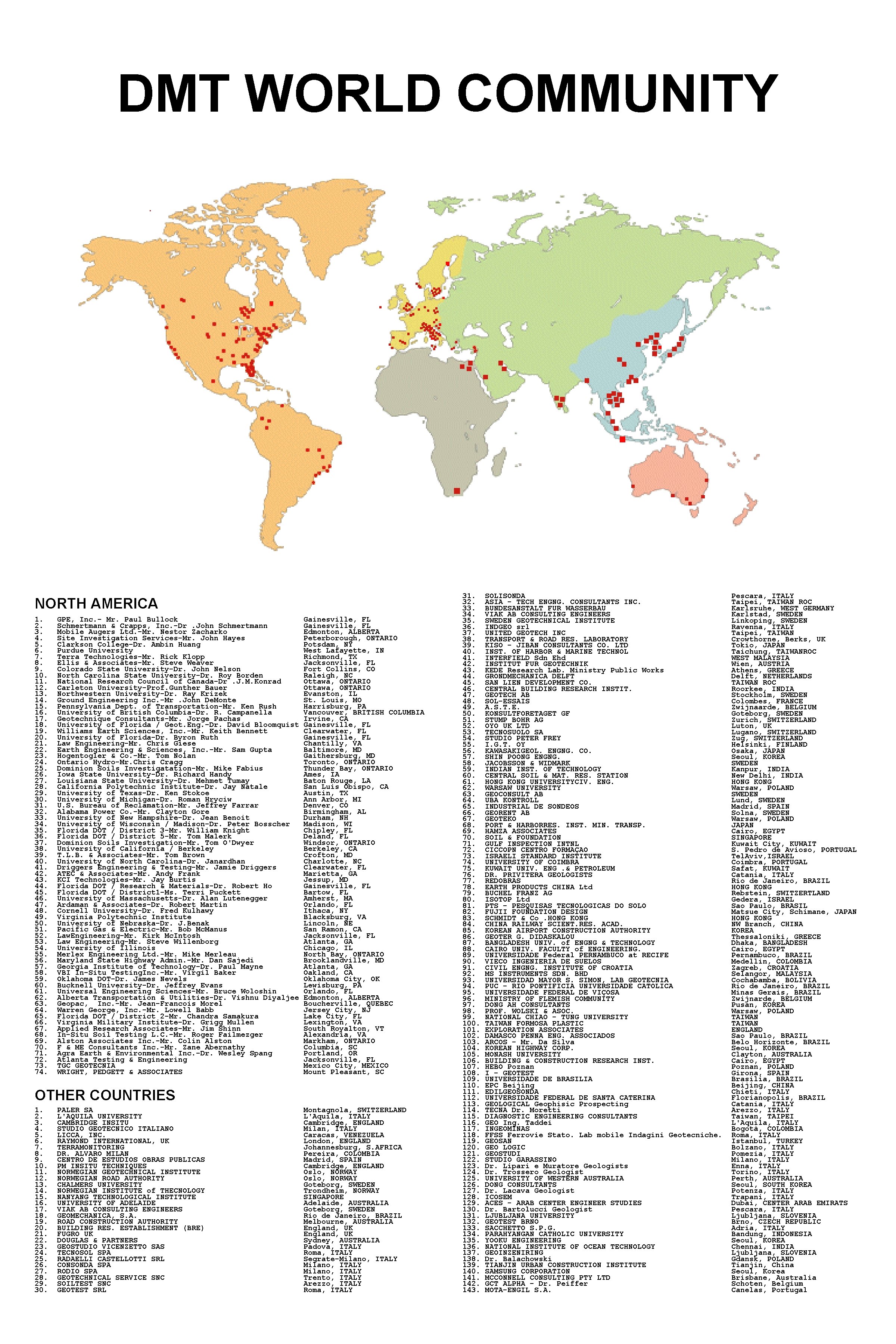 DMT WORLD COMMUNITY NORTH AMERICA 1. GPE, Inc. - Mr. Paul Bullock Gainesville, FL