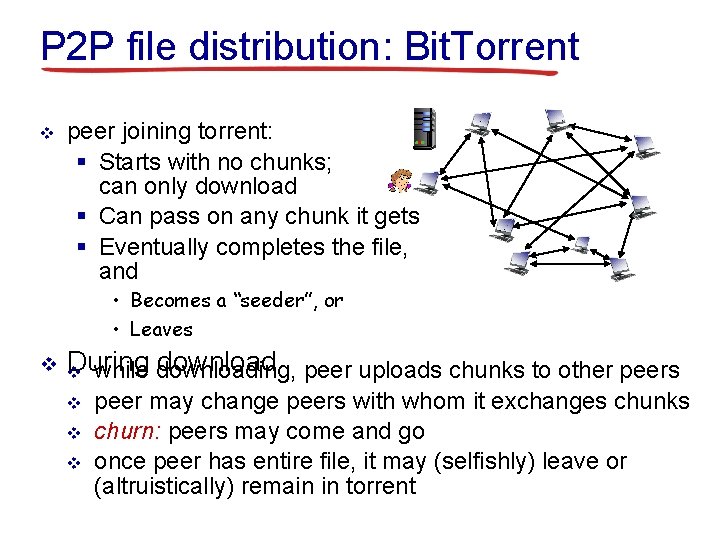 P 2 P file distribution: Bit. Torrent v peer joining torrent: § Starts with P 2 P file distribution: Bit. Torrent v peer joining torrent: § Starts with