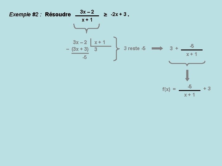 Exemple #2 : Résoudre 3 x – 2 x+1 3 x – 2 –